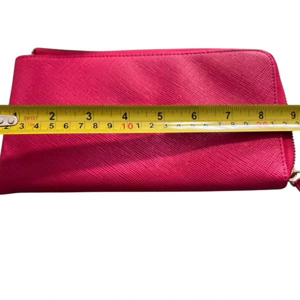 JM New York Pink Wristlet Wallet Saffiano‎ Zip Around Clutch Purse NWOT